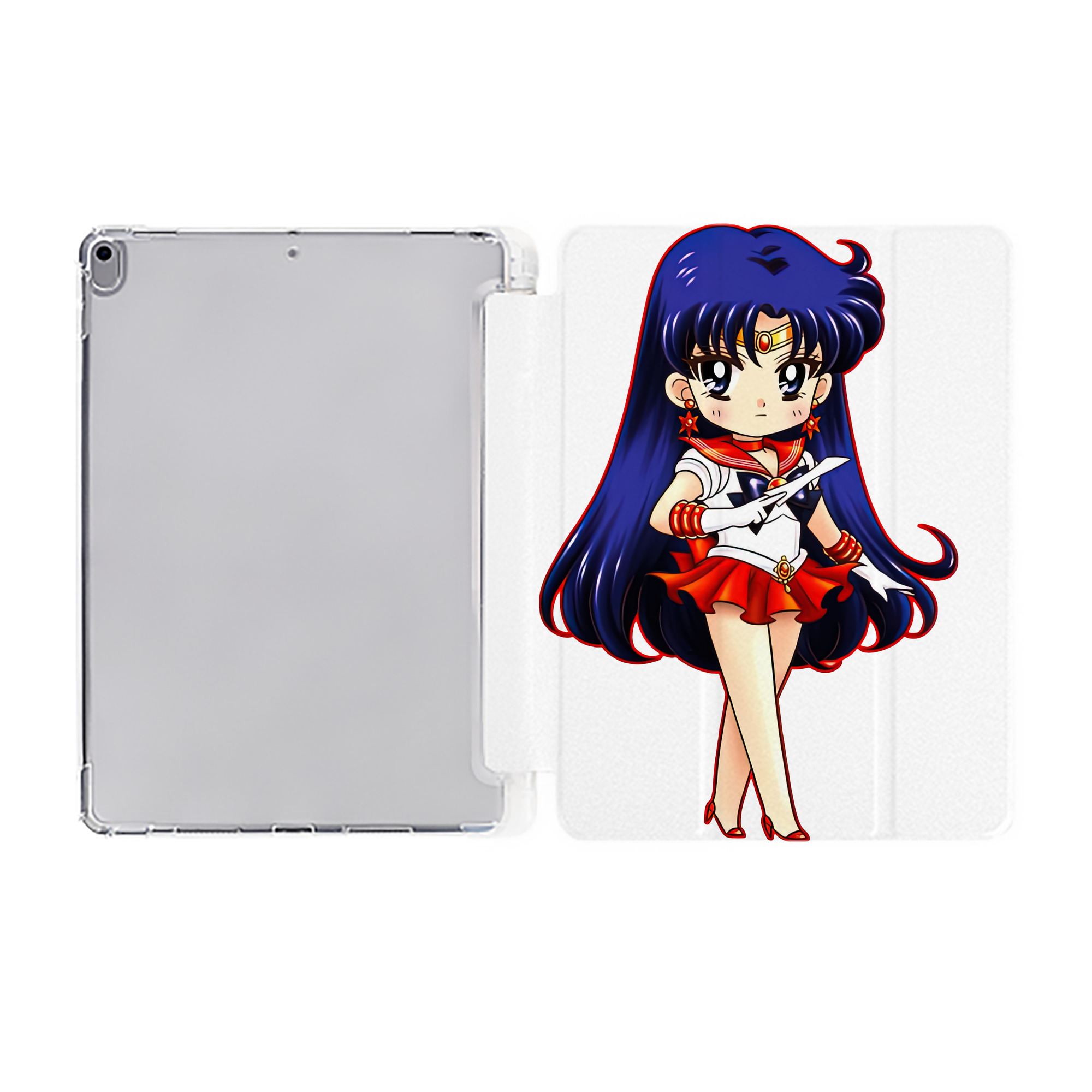 （画像用） 美少女戦士セーラームーン 火野レイ ひの レイ Sailor Moon Hino Rei （セーラーマーズ,Sailor Mars） IPad ケース ペン収納付き 三つ折りスタンド PUレザー×シリコン 対応機種9.5/10.5/10.9インチ